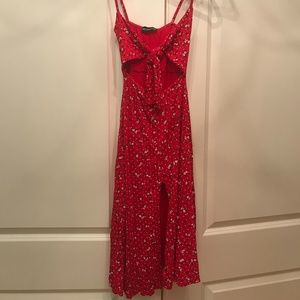 NWT Petite Red Floral Tie Front Dress